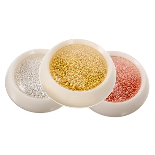 WEKADRIN 3 Kartons Metallkügelchen Nail Art Dekor Mix in Roségold Gold Silber Leichte DIY Nagel Schmuck Verzierungen für Kreative Nageldesigns und Bastelprojekte von WEKADRIN
