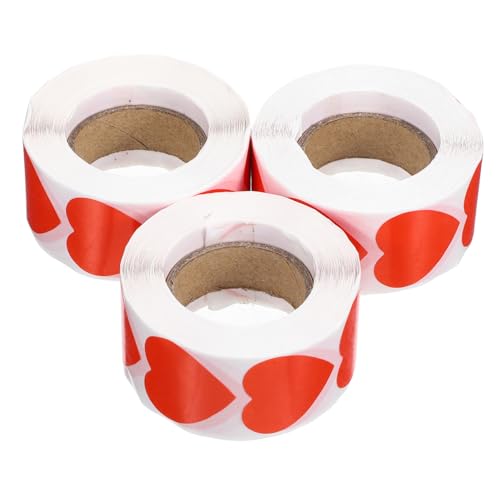 WEKADRIN 3 Rollen Herzförmige Aufkleber, Valentinstagsetiketten, Partygeschenke, Selbstklebende Herzetiketten Zum Verpacken Und Verschließen Von Umschlägen von WEKADRIN