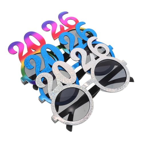 WEKADRIN 3 Stück Teiliges Silvester Brille Rundem Rahmen Auffällige Party Dekoration Lustige Nye Partybrille für Neujahrs und Weihnachtsfeiern von WEKADRIN