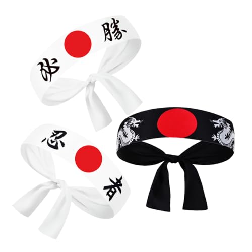 WEKADRIN 3-teiliges Stirnband Mit Bindebändern: Japanisches Bandana, Sport-schweißband, Karate-kopfbedeckung Zum Binden Nach Hinten, Für Kinder, Küche, Kochen, Sport, Kostüm, WEKADRIN 3-teiliges Stirnband Mit Bindebändern: Japanisches Bandana, Sport-schweißband, Karate-kopfbedeckung Zum Binden Nach Hinten, Für Kinder, Küche, Kochen, Sport, Kostüm, von WEKADRIN
