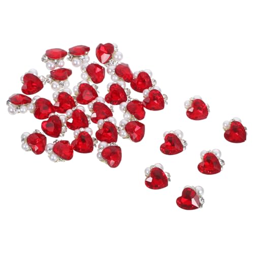 WEKADRIN 30 Stück Rote Nail Art Strasssteine für Nägel Glitzernde Schmucksteine für Maniküre Langlebige Leichte Nail Charms für DIY Nagelgestaltung Party und Alltag von WEKADRIN