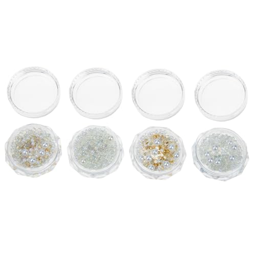 WEKADRIN 4 Boxen Boxen Nagelkunst Perlen Gemischte und Stile Hochglänzende Perlendekoration für DIY Nageldesign Kreative Nail Art Supplies für von WEKADRIN