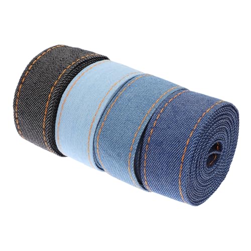 WEKADRIN 4 Rollen Denim Geschenkband Breit Je Farbe Robustes Nähband für Kleidung DIY Mehrfarbiges Verpackungsband mit Hochwertiger Verarbeitung Vielseitiges Stoffband für Kreative WEKADRIN 4 Rollen Denim Geschenkband Breit Je Farbe Robustes Nähband für Kleidung DIY Mehrfarbiges Verpackungsband mit Hochwertiger Verarbeitung Vielseitiges Stoffband für Kreative von WEKADRIN
