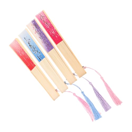WEKADRIN 4 Stück Faltbare Handfächer aus Holz und Leichter Tragbarer Fächer für Hochzeit Tanz Fotografie Partydekoration Kulturelles mit Elegantem Design von WEKADRIN