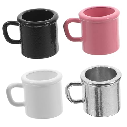 WEKADRIN 4 Stück Puppenhaus Miniatur-Szenendekoration Mini-Kaffeetasse Kaffeetasse Miniatur winzige Teetassen aus Metall winzige Kaffeetassen Mini-Möbelverzierung Legierung von WEKADRIN