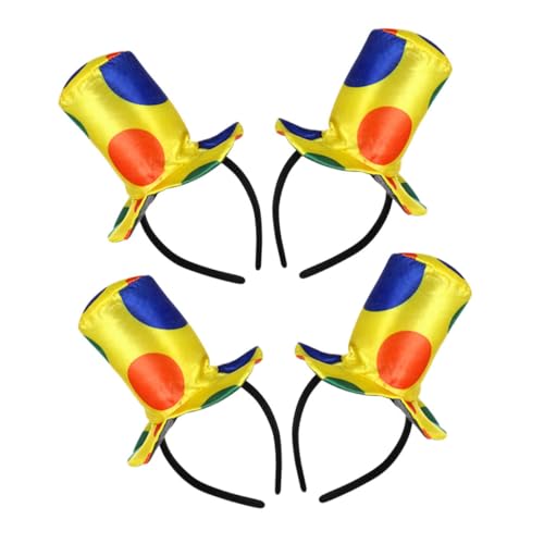 WEKADRIN 4 Stück Teiliges Clown Stirnband Lustige Zirkus Kopfbedeckung für Halloween Karneval Geburtstagsfeiern Leichtes Bequemes Clown Hut Haarband für Erwachsene Einzigartiges Cosplay von WEKADRIN