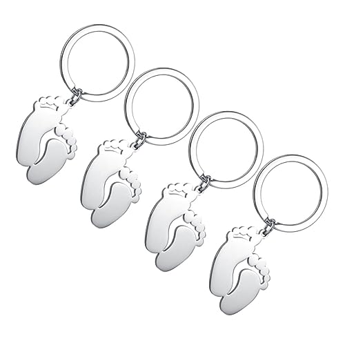 WEKADRIN 4 Stück Teiliges Fußabdruck Schlüsselanhänger Einzigartiges Souvenir für Shower Kindergeburtstag und Besondere Anlässe Stilvolles Taschenaccessoire Stahlfarbe von WEKADRIN