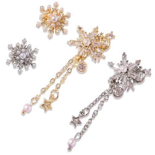 WEKADRIN 4 Stück Teiliges Schneeflocken Nail Charms aus Langlebiger Glitzernde Nail Jewels für Natürliche und Künstliche Nägel Einfache DIY Maniküre Dekoration für Weihnachten Partys und von WEKADRIN