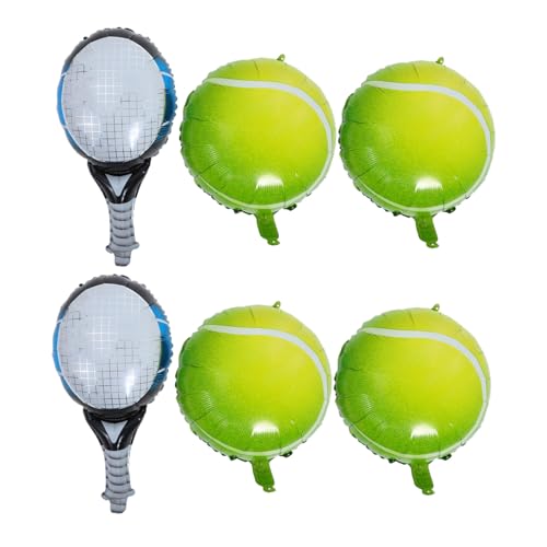WEKADRIN 4 Stück Teiliges Tennis Party Ballon aus Aluminiumfolie Aufhängbare Tennisball Schlägerballons Langlebige Sportdekoration für Geburtstag Tennis-themenparty Vielseitig Farblich von WEKADRIN
