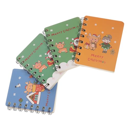 WEKADRIN 4 Stück Teiliges Weihnachts Notizbuch Spiralblock mit Buntem Weihnachtsmuster Praktisches Liniert Schreibheft für Schüler Tagebuch Reise und Alltag Handlich WEKADRIN 4 Stück Teiliges Weihnachts Notizbuch Spiralblock mit Buntem Weihnachtsmuster Praktisches Liniert Schreibheft für Schüler Tagebuch Reise und Alltag Handlich von WEKADRIN