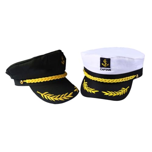WEKADRIN 4 Stück Verstellbare Kapitänsmützen Weiß und Schwarz Matrosenhüte für Erwachsene Nautisches Design für Yacht-partys Kostüm Hochzeit Cosplay und Segeln von WEKADRIN
