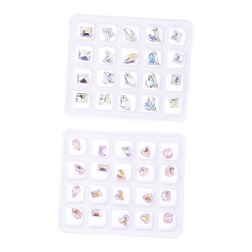 WEKADRIN 40 Stück Teiliges Nagelkunst Strasssteine Flatback Rhinestones in Verschiedenen Formen Schillerndes Nail Art Zubehör für DIY Maniküre und Professionelle Nageldesigns Langlebig und von WEKADRIN