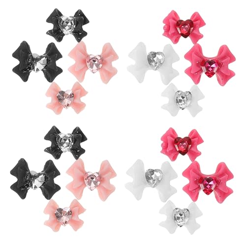 WEKADRIN 40 Stück Teiliges Nail Art Schmuck mit Funkelnden Strass Schleifen in und Dunkelpink Langlebige Nageldekorationen für Maniküre für DIY und Festliche Anlässe Wie Halloween und von WEKADRIN