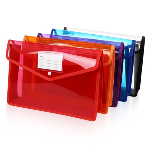 WEKADRIN 5 Stück Plastiktüte Knopfschnalle Durchsichtiger Aktenbeutel Dateibeutel Löschen Aktentasche Im Letter-format Dateiordner in Buchstabengröße Transparente Aktentaschen Bürobedarf Pp von WEKADRIN