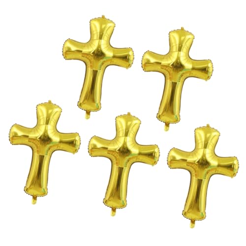 WEKADRIN 5 Stück Teiliges Kreuz Luftballon aus Goldfarbener Aluminiumfolie für Taufe Shower Party Deko Vielseitig Einsetzbar als Wand Fensterdeko Einfach zu Handhaben WEKADRIN 5 Stück Teiliges Kreuz Luftballon aus Goldfarbener Aluminiumfolie für Taufe Shower Party Deko Vielseitig Einsetzbar als Wand Fensterdeko Einfach zu Handhaben von WEKADRIN