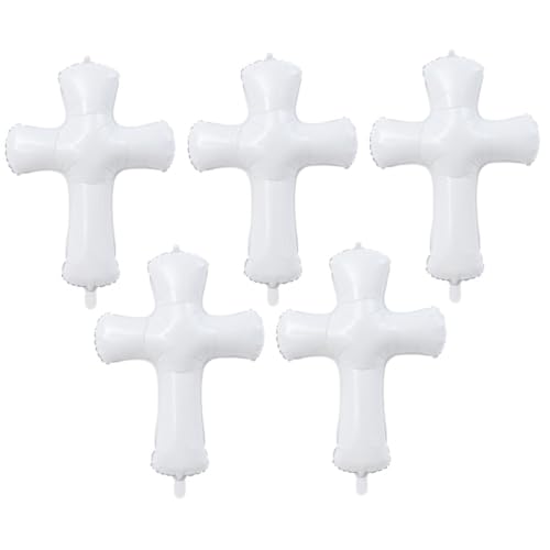 WEKADRIN 5 Stück Teiliges Kreuz-form Aluminiumfolie Luftballons Weiß Taufe und Babyparty Dekoration Einfache Befüllung mit Luft oder Helium Kreative Partyornamente für Duschfeier WEKADRIN 5 Stück Teiliges Kreuz-form Aluminiumfolie Luftballons Weiß Taufe und Babyparty Dekoration Einfache Befüllung mit Luft oder Helium Kreative Partyornamente für Duschfeier von WEKADRIN