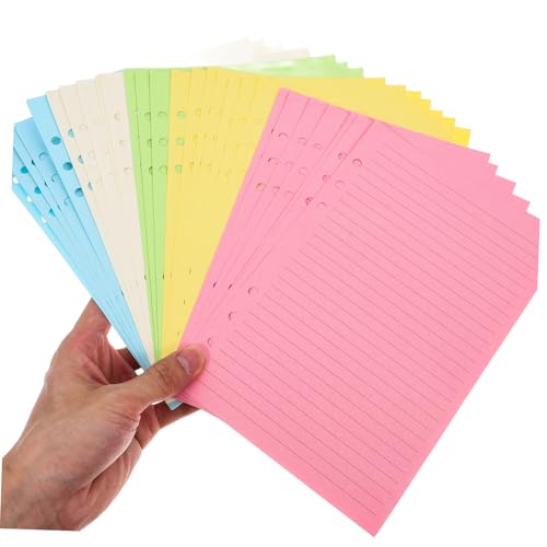 WEKADRIN 50 Blatt Nachfüllpapier für Ringbücher Liniertes Notizpapier Buntes Farben Glattes Schreibpapier für Nachfüllbares Notizbuch Kompatibel mit Bindern von WEKADRIN
