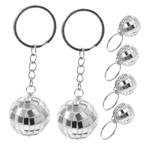 WEKADRIN 6 Stück Schlüsselanhänger mit Spiegelkugel Mini-Disco-Kugel-Schlüsselanhänger Discokugel-Schlüsselanhänger Spiegelball Mini-Disco-Kugeln Plastik Silver von WEKADRIN