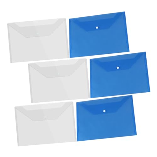 WEKADRIN 6 Stück Teiliges Dokumentenmappe aus Robustem PP mit Druckknopf Transparente und Blaue Folientaschen Leichte Aktenordner für Büro Schule Reise Praktische Dokumententaschen zur von WEKADRIN
