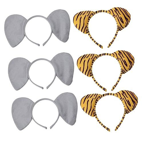 WEKADRIN 6 Stück Teiliges Plüsch Tierohren Haarreif Kopfschmuck für Kindergarten Aufführung Kostüm Zubehör Leichte Weiche Haarschmuck Requisiten für Jungen und Mädchen von WEKADRIN