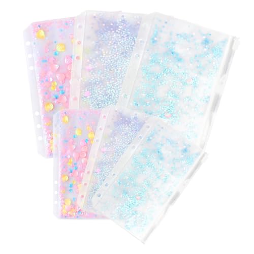 WEKADRIN 6 Stück Teiliges Reißverschluss Taschen für Loseblatt Ordner Transparente Binder Pockets Leichte Aufbewahrungstaschen für Notizbuch Organizer und Dokumente von WEKADRIN