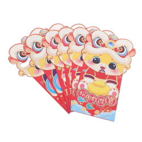WEKADRIN 6 Stück Teiliges Rote Cartoon Umschläge mit Klappe für Chinesisches Neujahr Kindgerechte Budgetumschläge Praktische Geldumschläge für Hochzeit und Festlichkeiten von WEKADRIN