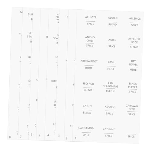 WEKADRIN 8 Blatt Geschmacksgeschriebenes Etikett vorgedruckte Vorratsetiketten Aufkleber für Glasetiketten Lebensmitteletiketten Aufkleber Etiketten für Gläser Weiß von WEKADRIN