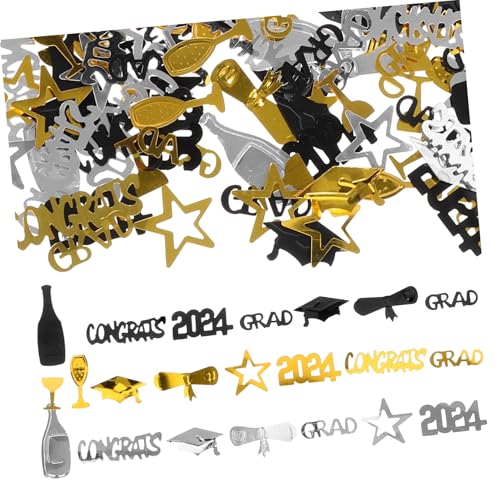 WEKADRIN Beutel Graduation Konfetti Abschlussfeier Tischdeko Buntes Glänzendes Konfetti Schwarz-gold-silber Kreative Partydekoration für Abi und Abschlussfeier von WEKADRIN