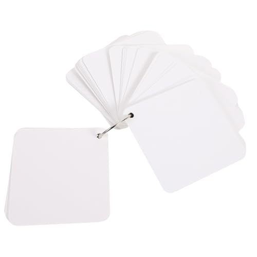 WEKADRIN Blank Karteikarten Teilig mit Vorgelochten Weißen Notizkarten und Metallringen Glatte Oberfläche Vielseitige Memo Cards für DIY Lernen Scrapbooking und Notizblockgestaltung von WEKADRIN