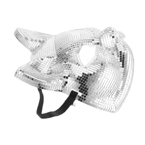 WEKADRIN Damen Glitzernde Katzenmaske aus Chrom für Karneval Masquerade und Kostümparty Silberne Half Face Maske für Halloween und Cosplay Events Wiederverwendbar und Bequem von WEKADRIN