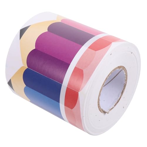 WEKADRIN Dekorativer Border Sticker mit Bleistift motiv Selbstklebend Glatte Oberfläche Wiederverwendbar für Pinnwand Schultafel und Mitteilungstafeln Einfach Anzubringen Farbenfrohe von WEKADRIN