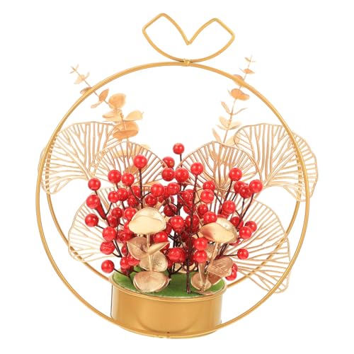 WEKADRIN Festliche Rote Beeren Tischdekoration für Hochzeit und Neujahr Handgefertigtes Blumenarrangement als und Wohnraumornament Vielseitig für Feier und Empfang Geeignet von WEKADRIN