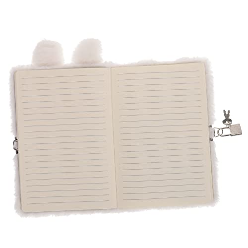 WEKADRIN Fluffy Cartoon Bunny Notizbuch mit Schloss Schreibheft für Sicheres Tagebuch Weiches Plüsch Design für Persönliche Notizen und Kreative Ideen Perfektes von WEKADRIN