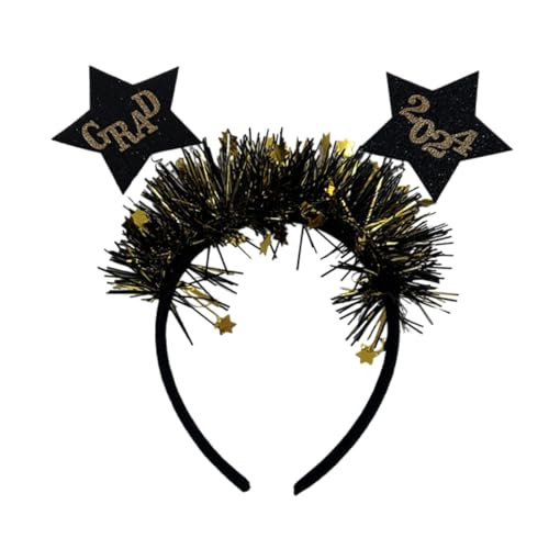 WEKADRIN Graduation Haarreif Schwarz Fünfstern Eleganter Haarschmuck für Abschlussfeier Leichtes Bequemes Fotorequisit Sicherer Stabiler Kopfschmuck für Party und Fotosession von WEKADRIN