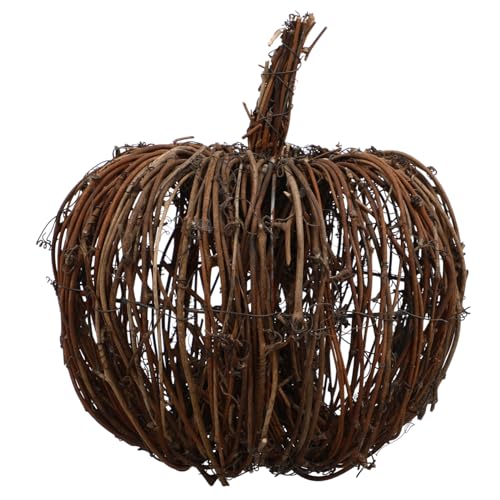 WEKADRIN Handgefertigte Runde Rattan Kürbisdekoration Natürliche Herbst Ornament für Halloween und Thanksgiving Rustikale Tisch und Party Dekoration Einzigartiges von WEKADRIN