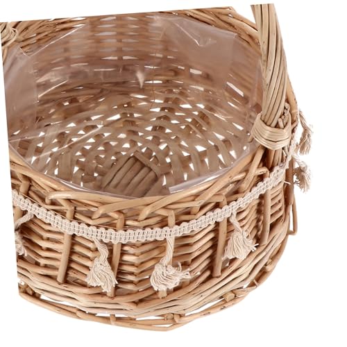 WEKADRIN Handgefertigter Rattan Blumenkorb Pflanzkorb Blumenhalter Leichter Atmungsaktiver Aufbewahrungskorb für Balkon Wohnzimmer und Garten Modernes Natürliches Design von WEKADRIN