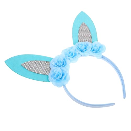 WEKADRIN Hasenohren Haarband mit Blumen Bunny Ohr Stirnband Damen Kopfschmuck Karneval Party Foto Requisite Bezauberndes Cosplay Accessoire für Geburtstag und Festlichkeiten von WEKADRIN