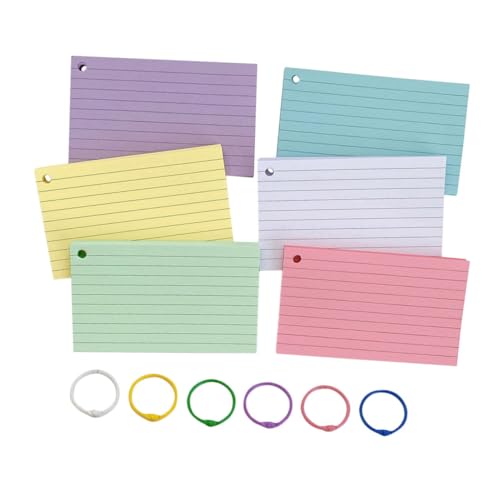 WEKADRIN Indexkarten mit Farbigen Linierten Notizblöcken und Metallringen Handliche Papier Notepads für Schule Büro Studium Praktische Karteikarten für Schüler Lehrer von WEKADRIN