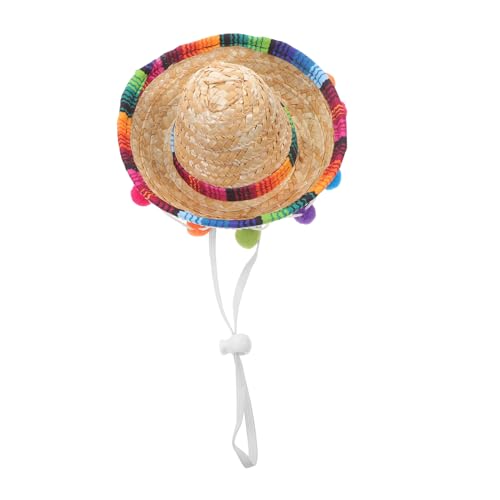 WEKADRIN Kleiner Mexikanischer Festhut aus Handgewebtem Stroh mit Pompons Dekorativer für Karneval Halloween Mexikanische Themenpartys und Festliche Anlässe von WEKADRIN