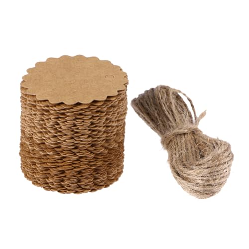 WEKADRIN Kraftpapier DIY Anhänger Etiketten mit Natur juteseil Praktische Blanko Geschenklabels zum Beschriften als Gepäckanhänger für Geschenkanhänge von WEKADRIN