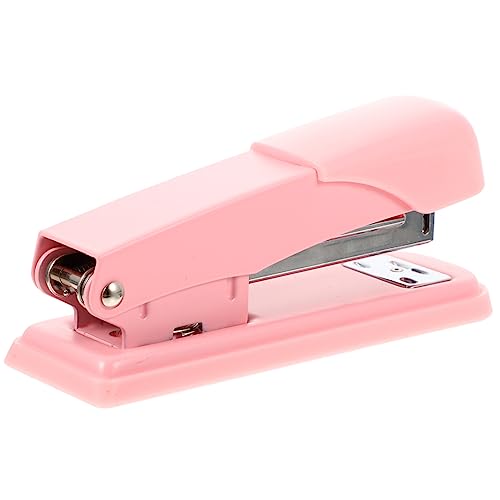 WEKADRIN Multifunktionaler Schreibtisch Heftgerät Ergonomisch Leichter Handhefter für Büro Schule und Zuhause Metall Macaron Farbton Kirschblütenpink Einfaches Heften Tragbar Zeitsparend von WEKADRIN
