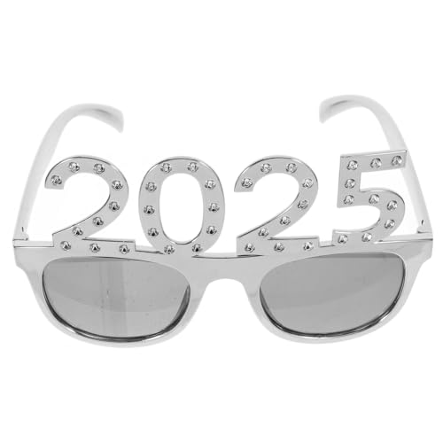 WEKADRIN Partybrille mit Silbernem Funkelndem Rahmen Leichte Pc Material Brille als Foto Requisite und Lustiges Party Accessoire für Neujahr Tanz und Besondere Anlässe von WEKADRIN