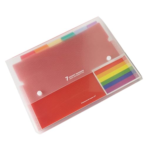 WEKADRIN Portable Dokumentenmappe mit Doppelknopf Verschluss Mehrlagiger Bunter Aktenordner Widerstandsfähiger File Folder Handlich für Büro Schule und Zuhause Langlebiger Organizer von WEKADRIN