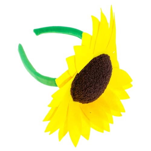 WEKADRIN Sonnenblumen-Stirnband Party Gefälligkeiten Party-Haare gefälschte Sonnenblumenköpfe Simulationsblumen-Haarband Festival-Haarband Geburtstagsstadband Stoff Yellow von WEKADRIN
