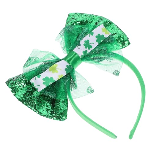 WEKADRIN St Patrick's Day Haarreif mit Kleeblatt-bowknot Bequemer und Langlebiger Kopfschmuck aus Atmungsaktivem Vliesstoff und Mesh Irischer Festival-haarschmuck für Party und Dekoration von WEKADRIN