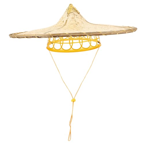 WEKADRIN Traditioneller Chinesischer Bambushut mit Verstellbarem Kordelzug Atmungsaktiv Leichter Naturstrohhut für Cosplay Sonnenschutz Bühnenauftritte und Alltag Handgefertigt von WEKADRIN