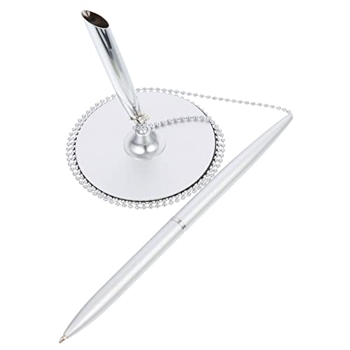 WEKADRIN Vertikaler Tisch Kugelschreiber Silber Schreibstift Verschleißfester Signierstift Für Büro Hotel Gästebuch Multifunktionaler Kugelschreiber Mit Tischbefestigung Ergonomisch von WEKADRIN