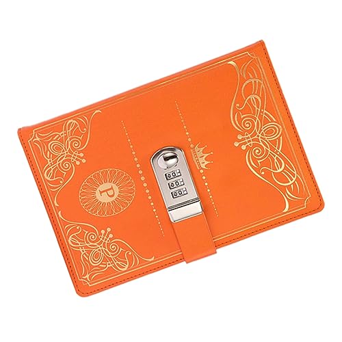 WEKADRIN Vintage Stil Notizbuch mit Code Zahlenschloss PU Cover Abschließbares Tagebuch Journal Notepad Leere für Schreiben und Skizzieren als Orange von WEKADRIN