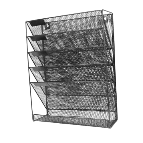 WEKADRIN Wandmontierter Mehrschichtiger Wandorganizer aus Metall Schwarzer Lagiger Hängender Aktenhalter für Büro und Zuhause Platzsparendes Wandregal zur Dokumenten und von WEKADRIN