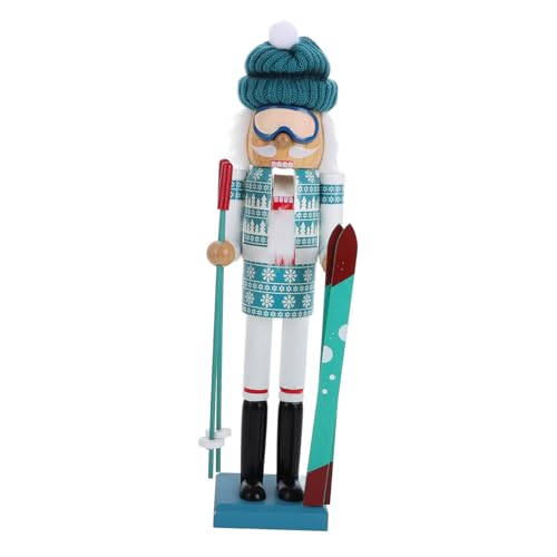 WEKADRIN Weihnachtliche Holzfigur Santa Ski Puppe Handgefertigt Tischdekoration für Festliche Weihnachtsfeiern und Gemütliche Wohnräume von WEKADRIN